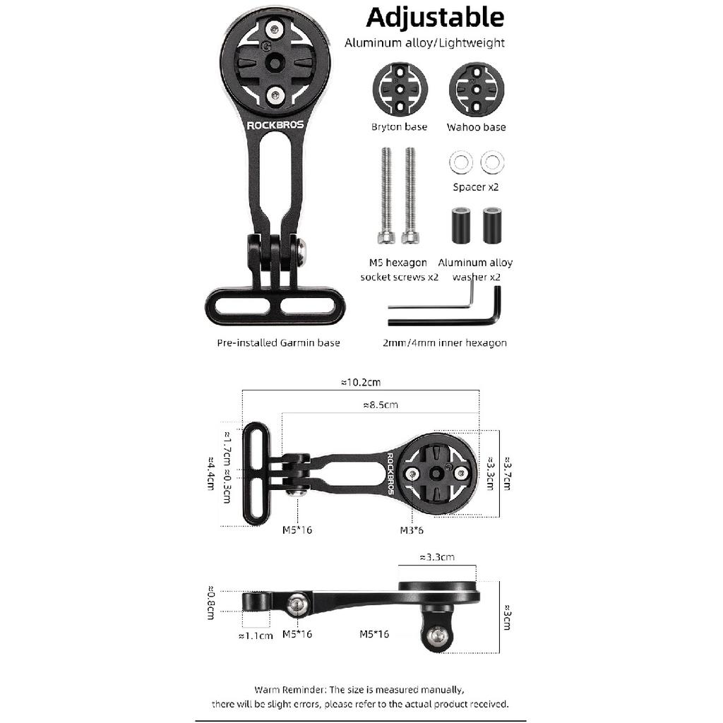 ROCKBROS Bicycle Computer Holder Bracket IGPSPORT Garmin Wahoo Computer Lightweight Aluminum Alloy Bracket Stem Adjustable Mount