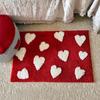 Korean Style Red Velvet Heart Shape Rug Non-Slip Absorbent Floor Mat Bedroom Bathroom Kitchen