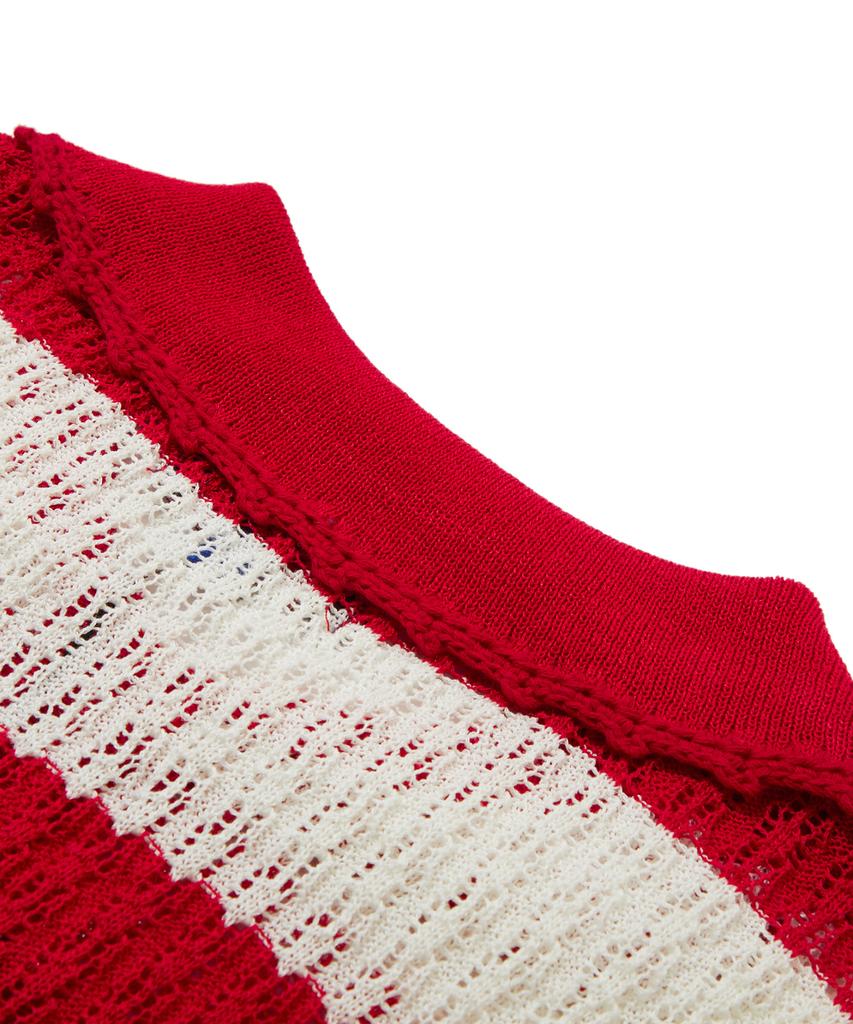 PENFIELD Striped Lace Collar Knit Red_Fs2Nt02F