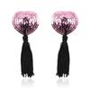 1Pair Sexy Pasties Stickers Sequin Nipple Covers with Tassels Heart Shape Nipple Stickers Pasties  Chest Stickers