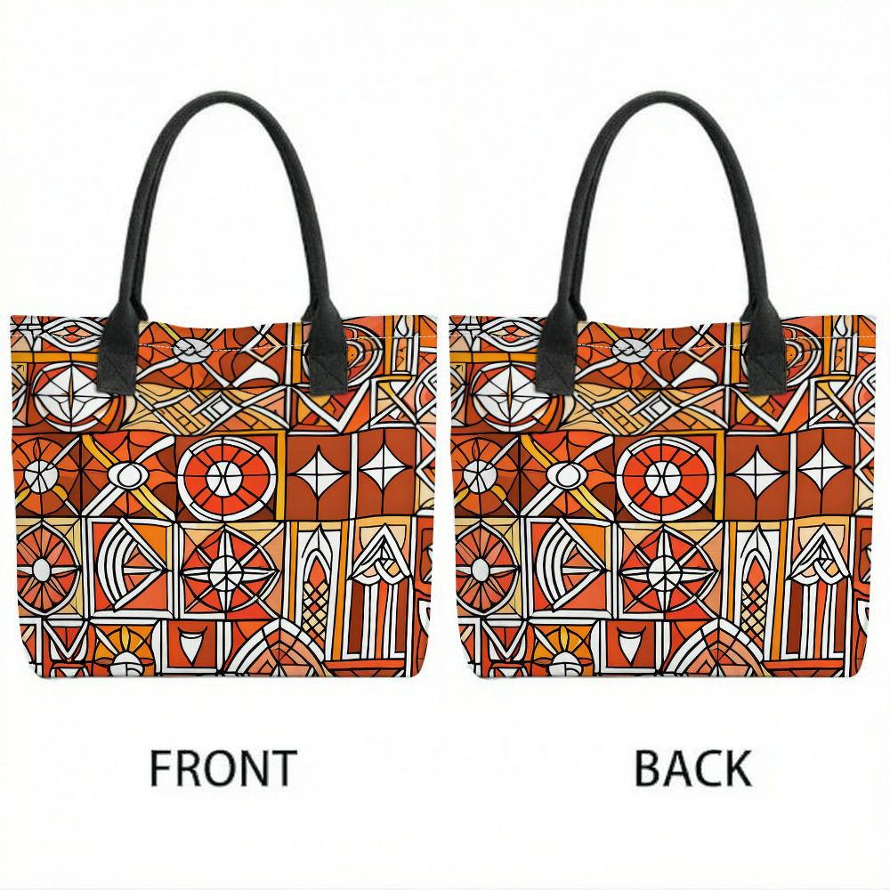  Bohemian Geometric Print Tote Bag Large Capacity Casual Shoulder Bag for Daily Use