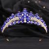 Korean Opal Crystal Bridal Crown TealGreen Princess Tiara Set Luxury Wedding Party Hair Zircon for Queen Style Brides Crown