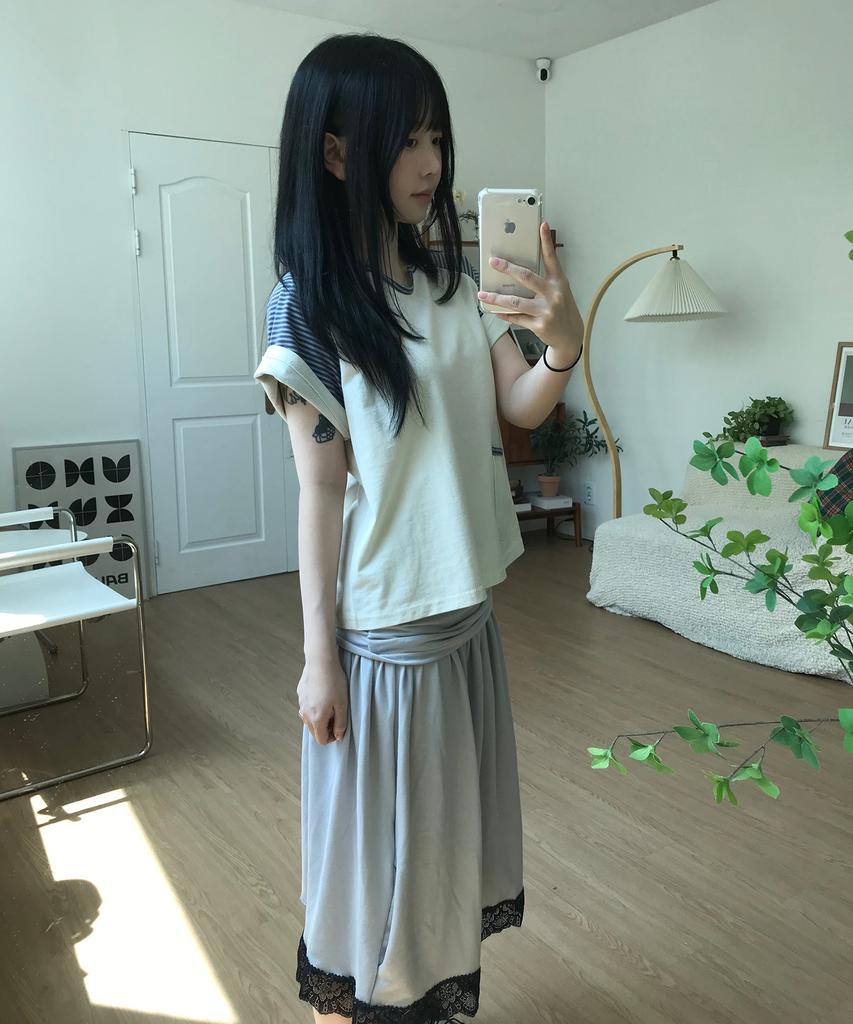 Onseuka 2 Way Lace Tube Skirt (Light Gray)