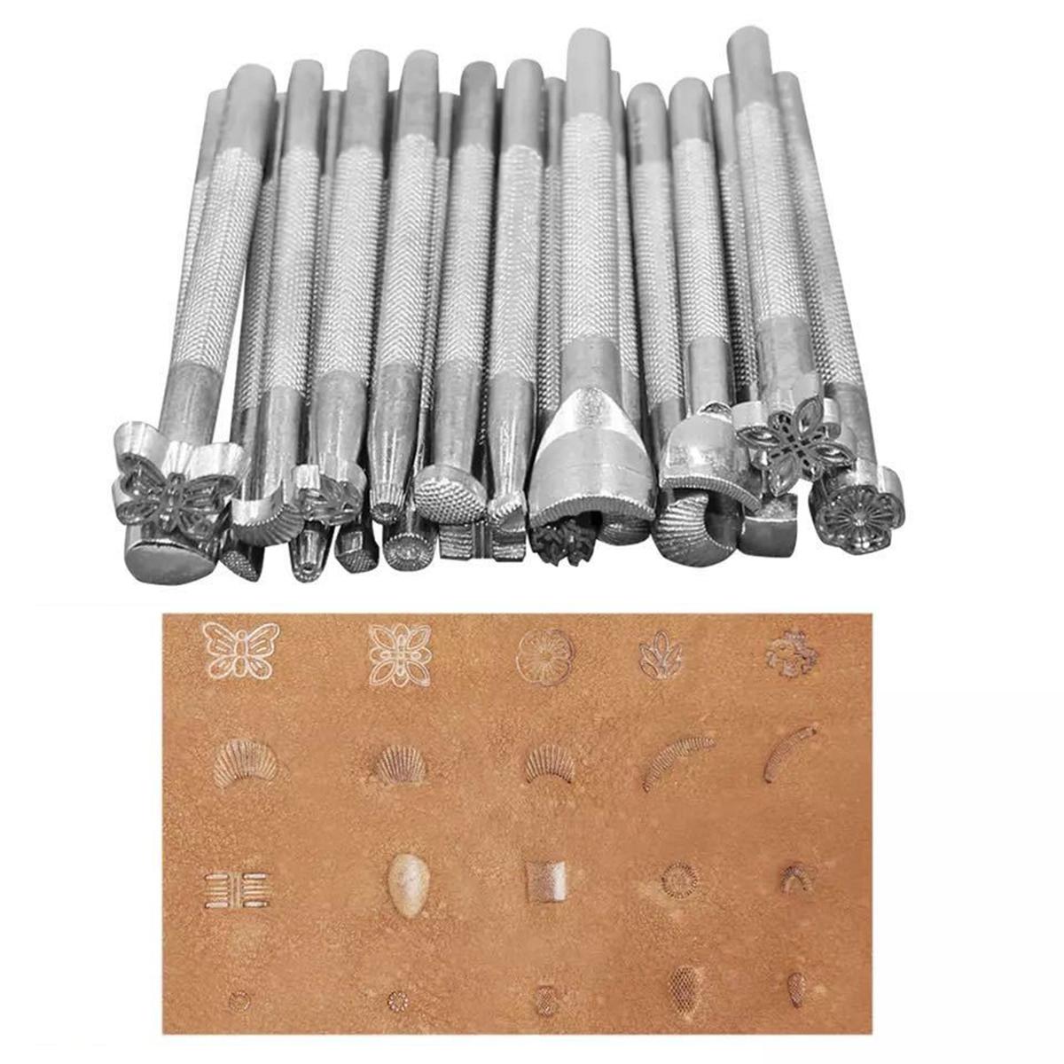 59PCS Craft Leather Tool Set   Leather Hand Working Tool Kit for Sewing Stiching Carving Printing Cutting Professional Leathercraft Accessories with