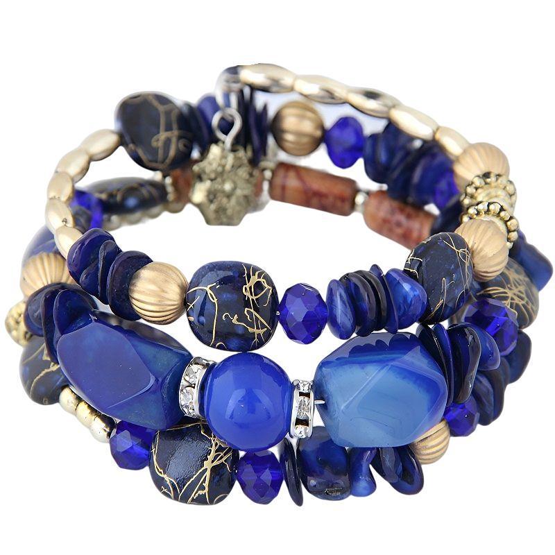 European & American Bohemian Multi-layer Agate Shell Elastic Bracelet for Women