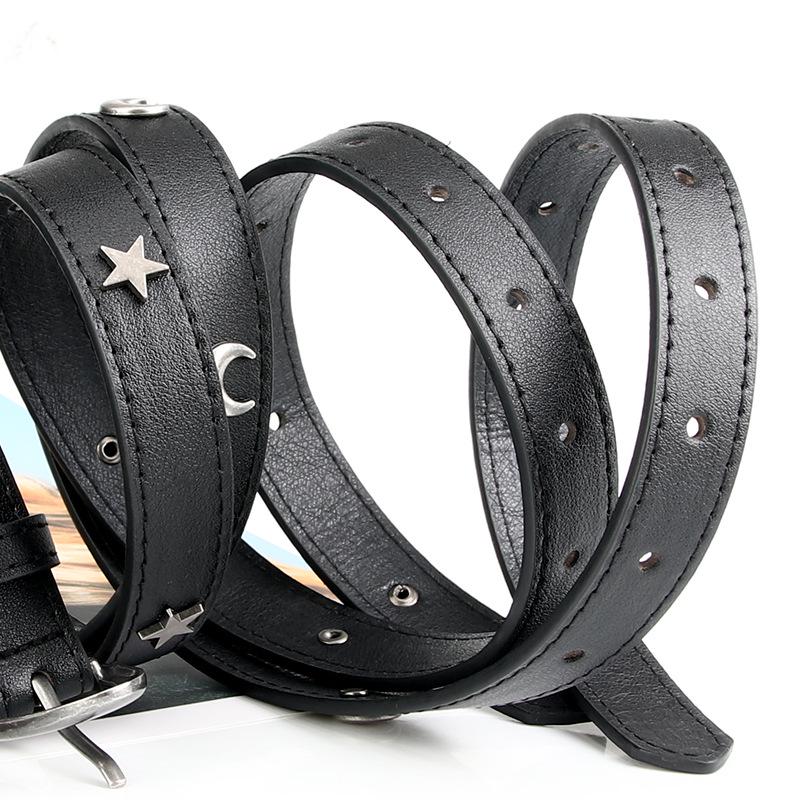 Xiaohongshu Retro Black Crescent Star Women's Fashion Dress Belt
