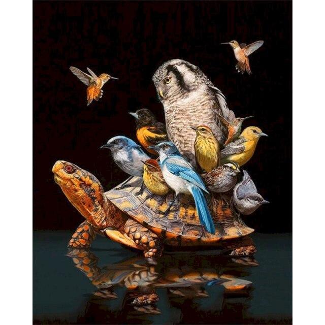 【 U出品 】 オーダー 50×40cm size art 40x50cm Diy Framed Painting By Numbers For Adults Animals Diy