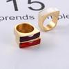 European-American Minimalist Gold Stainless Steel Multicolor Gemstone Ring for Women