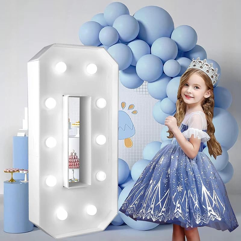 FAYLISVOW 2,4 фута/28,74 дюйма Маркировочные светящиеся цифры Маркировочная цифра 2 с белыми огнями для вечеринки по случаю дня рождения Большая мозаичная рамка Буквенная картонная карточка с предварительной резкой Number 0