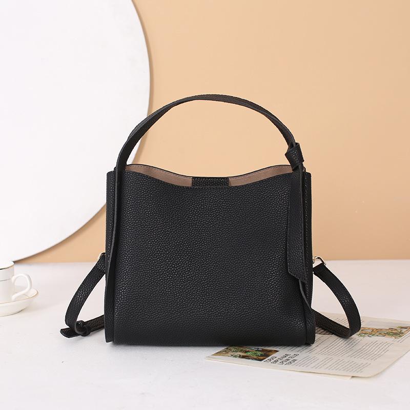 Basket Genuine Leather Bucket Bag Women's Handbag Western Niche Crossbody Bag Top Layer Cowhide Bag for Women