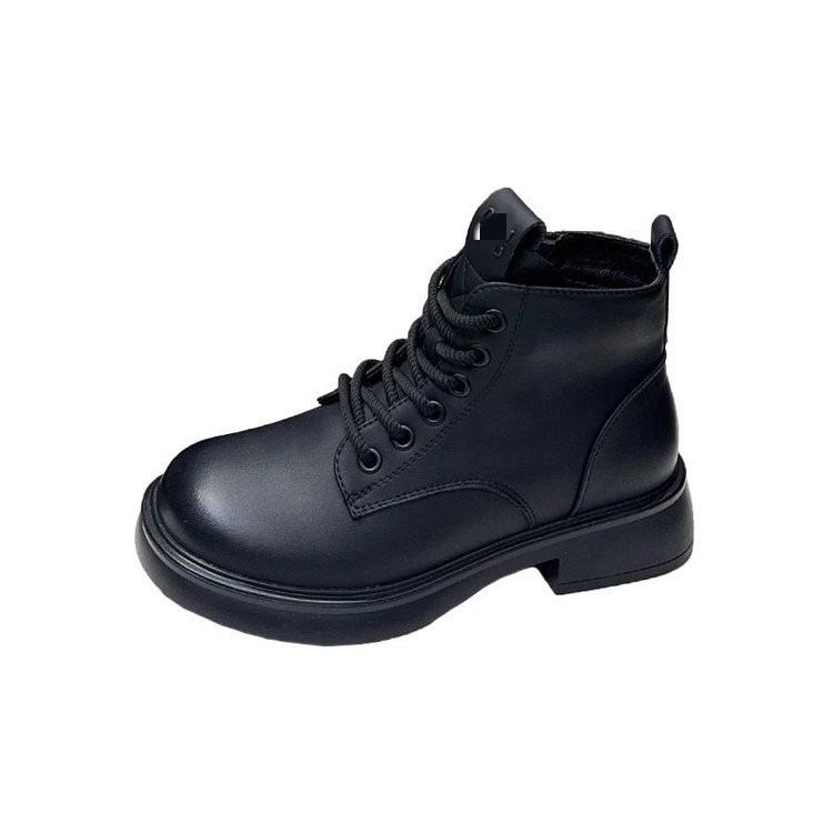 Soft Leather Thick-soled British Style Martin Boots, New Autumn Single Boots, Velvet Warm Fried Street Winter Short Boots