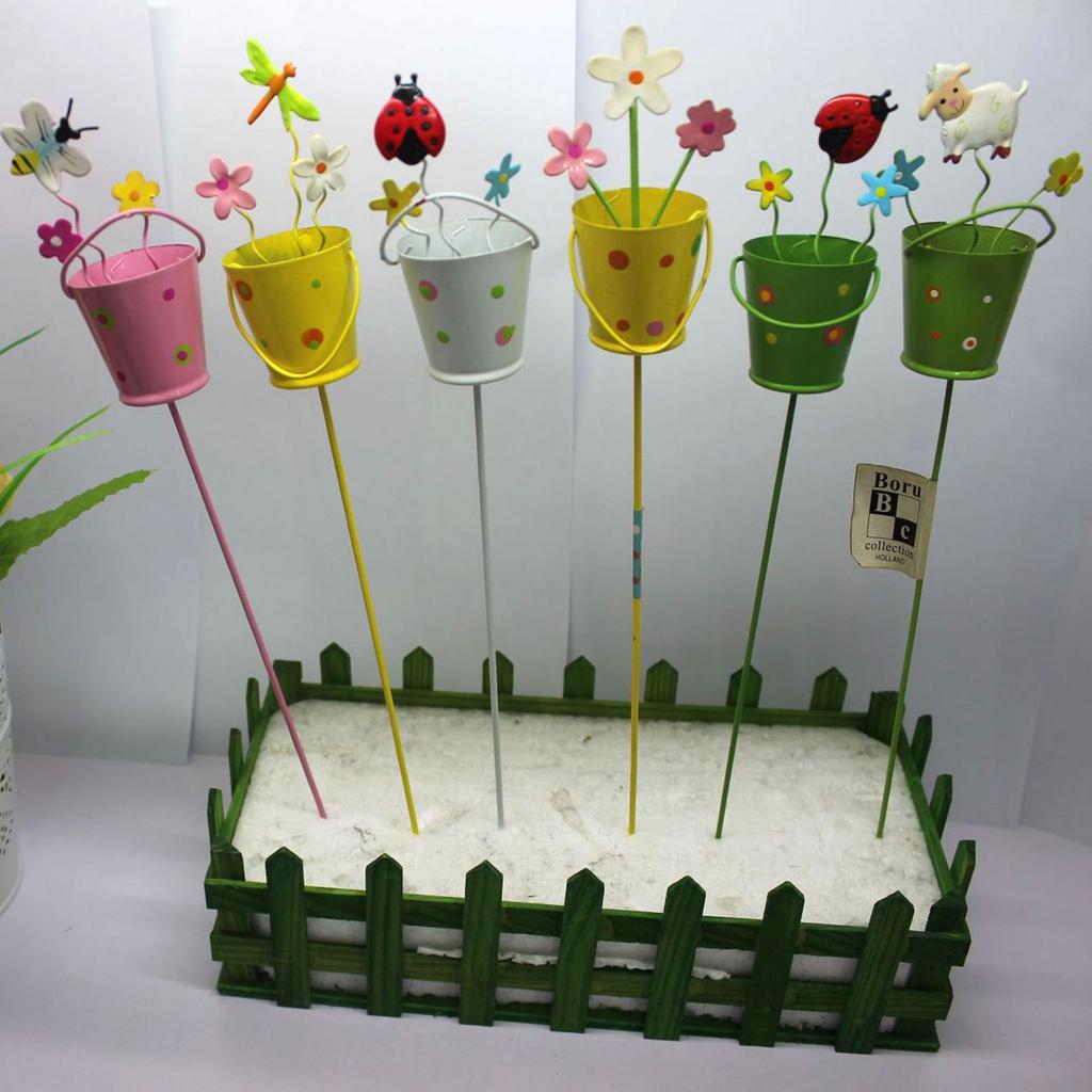 Garden Stake Pick Metal Flower Arrangement Decorative Pick for Potted Plant Succulent Flower Pot