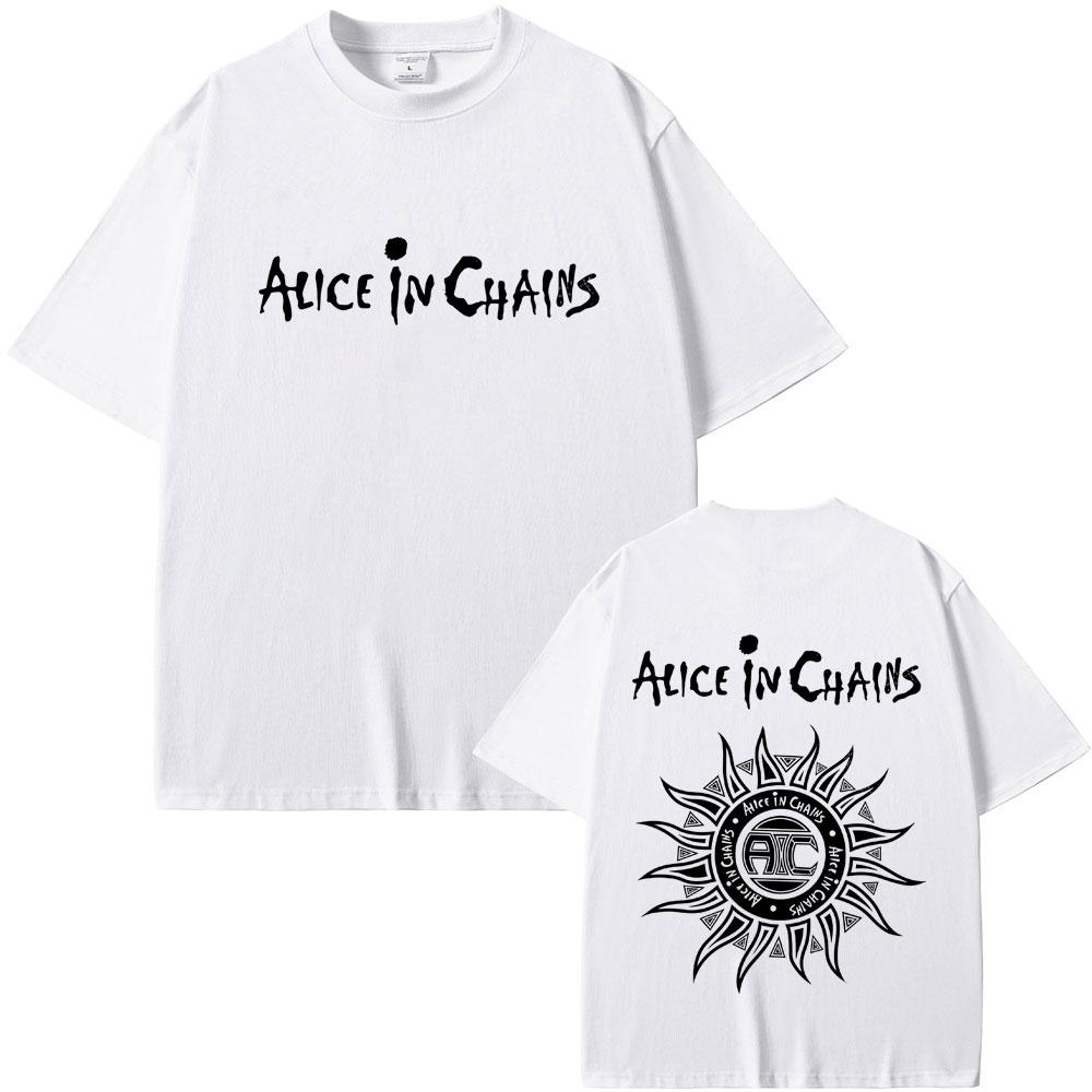 Rock Band Alice In Chains Tshirt Men Women Gothic Punk Cool Streetwear Male Fashion Vintage Oversized Soft Cotton Tshirt Tops