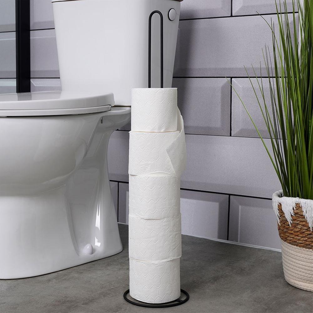 Black metal toilet paper stand 60 cm