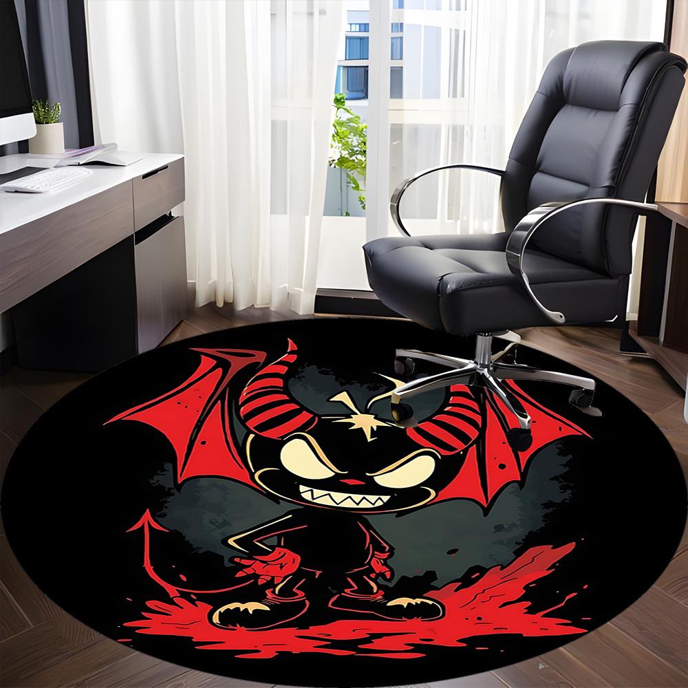 1pc Devil Horns Office Round Area Rug, Under Office Chairs Bedroom Living Room Home Decor, Room Deco, Available in Various Sizes