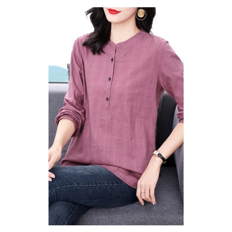 Plus Size Women S Long Sleeve Loose Cotton Mid Length Shirt
