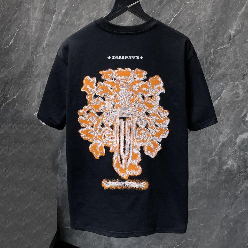 8935 CHROME HEARTS 2026 Summer New High Quality Cotton Round Neck Loose Large Size Men's and Women's T-shirt Couple T-shirt