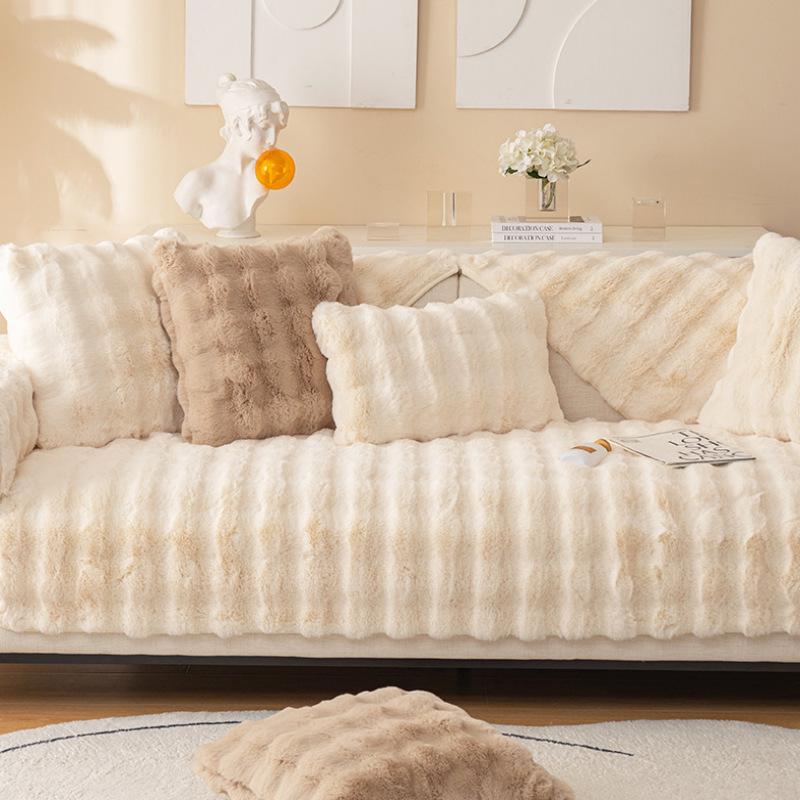Thick Plush Non-slip Knitted Sofa Cover & Seat Cushion for All Seasons