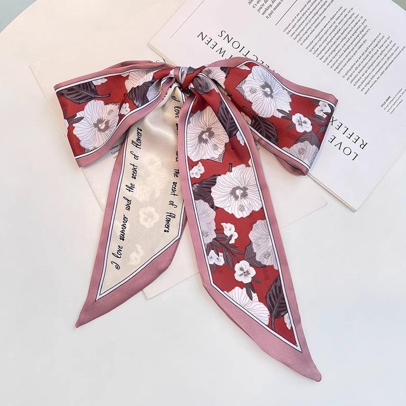 Silk Scarf Headband French Braided Hair Ribbon Versatile Ponytail Streamer Headgear Bag Decoration