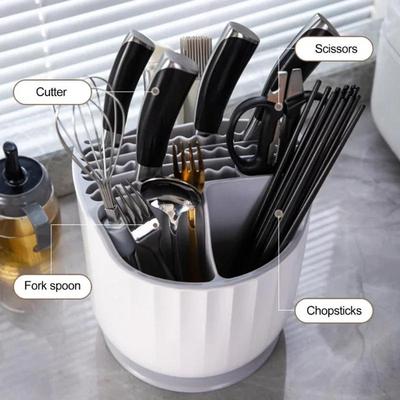 Porte-couteaux rotatif à 360 degrés, porte-ustensiles multifonction, bloc à couteaux, égouttoir à couverts, boîte de rangement, cuillère, fourchette pour cuisine