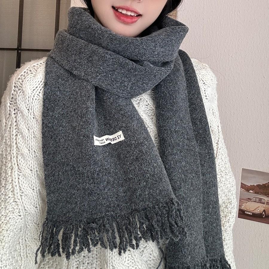 Korean high-end couple scarf women's winter 11 new Korean version tassel solid color small fragrant wind warm student scarf
