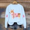 Breast  Sweatshirts For WomenRibbon Breast  Shirt Cute Dog Graphic  Long Sleeve Tops