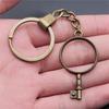 Punk Airplane Gear Steampunk Themed Antique Bronze Metal Keychain with 30mm Ring for Boys Bag Charm