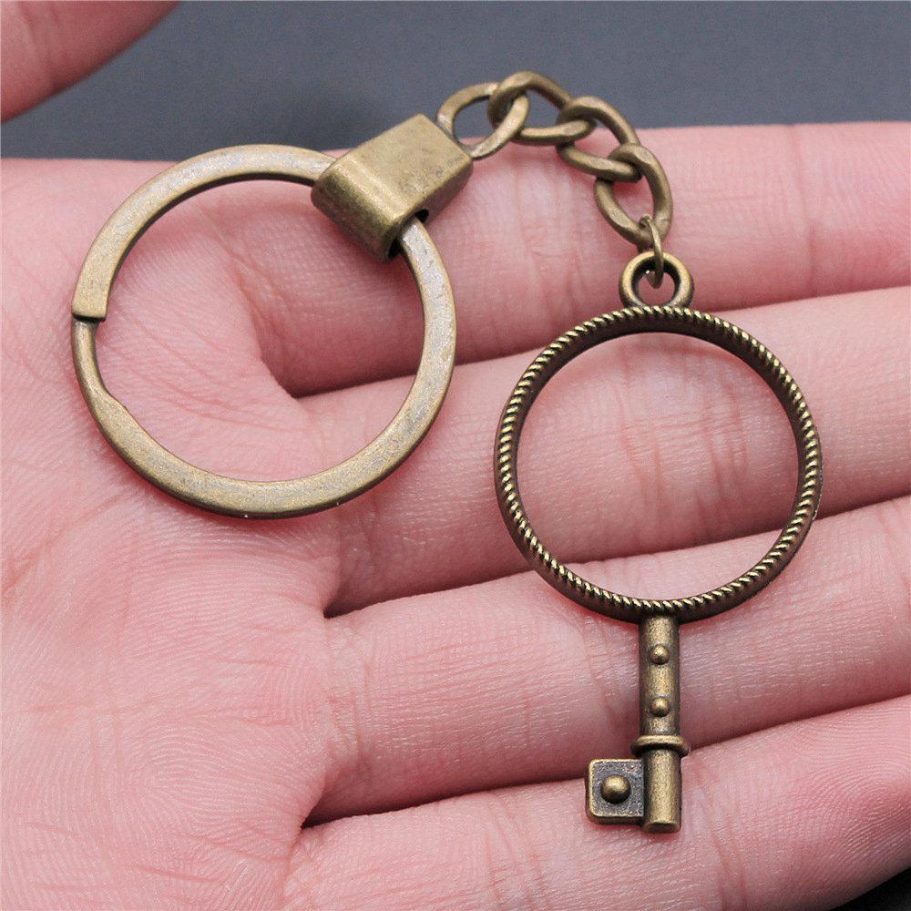 Punk Airplane Gear Steampunk Themed Antique Bronze Metal Keychain with 30mm Ring for Boys Bag Charm