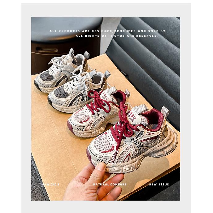 Boys' Fashionable Sneakers, Spring Breathable Mesh Shoes, Girls' Sports Running Shoes, Children's Dad Shoes, Trendy Kids' Casual Shoes