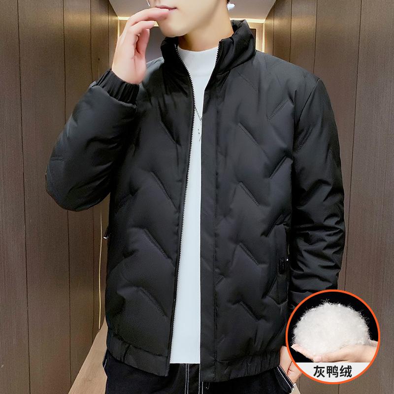 Down jacket men's new autumn and winter trend slim fit light and thin hooded short down warm down jacket
