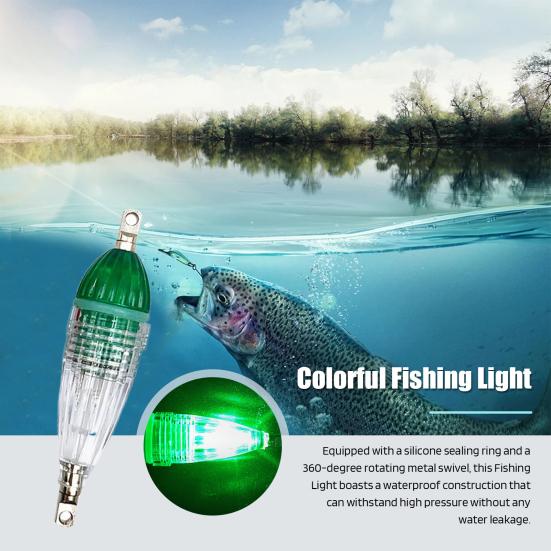 Underwater Fishing Lamp Waterproof Colorful LED Fish Luring Light Submersible Deep Drop Fish Attraction Gathering Lamp Fishing Accessories