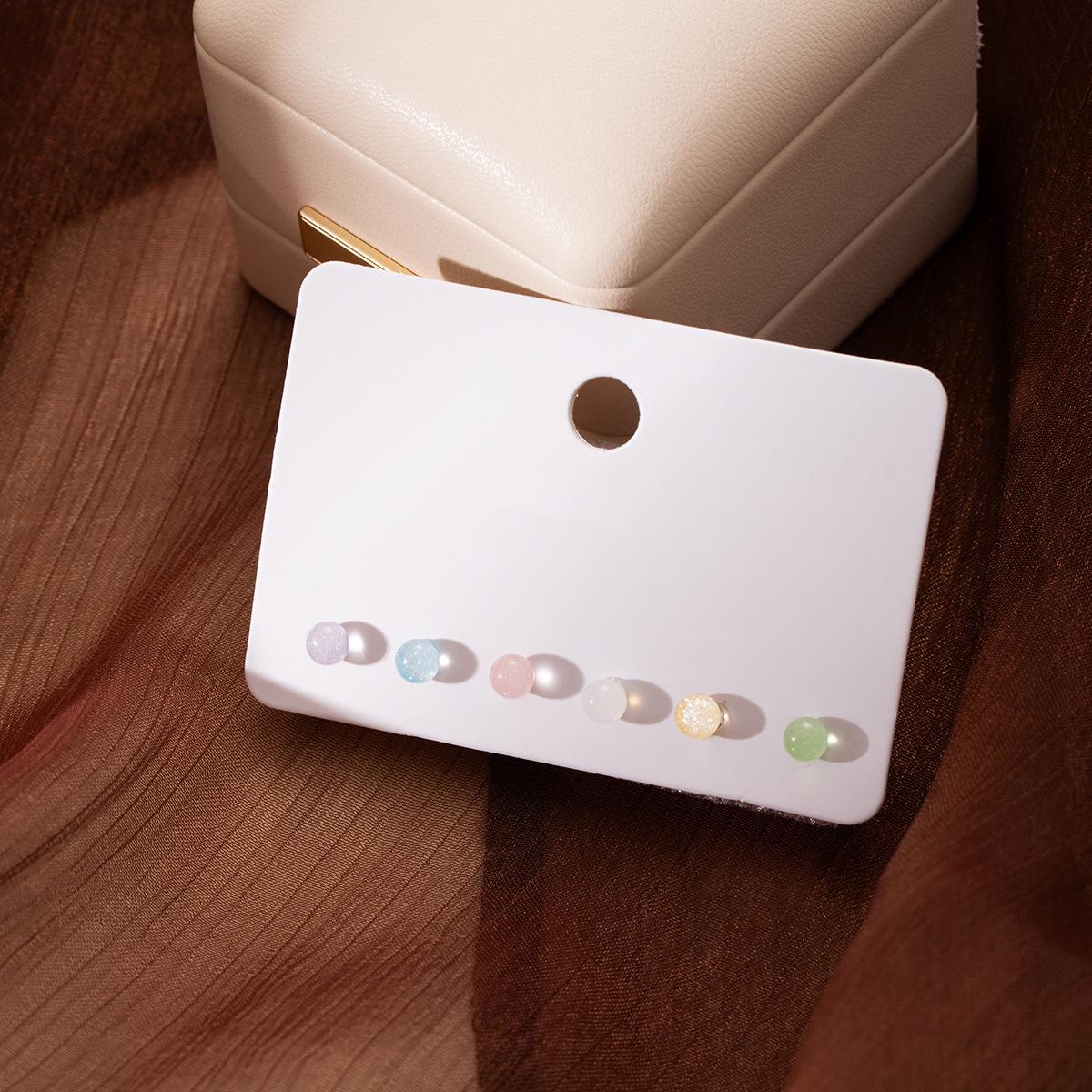 Summer Dopamine Simple Small Delicate Stud Earrings Set Female Cute Sweet Small Fresh Ice Through Jelly Bean Earrings