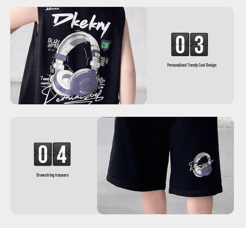 Teen Boys' Sleeveless Summer Set: Loose Vest & Shorts, Trendy Two-Piece Basketball Sportswear