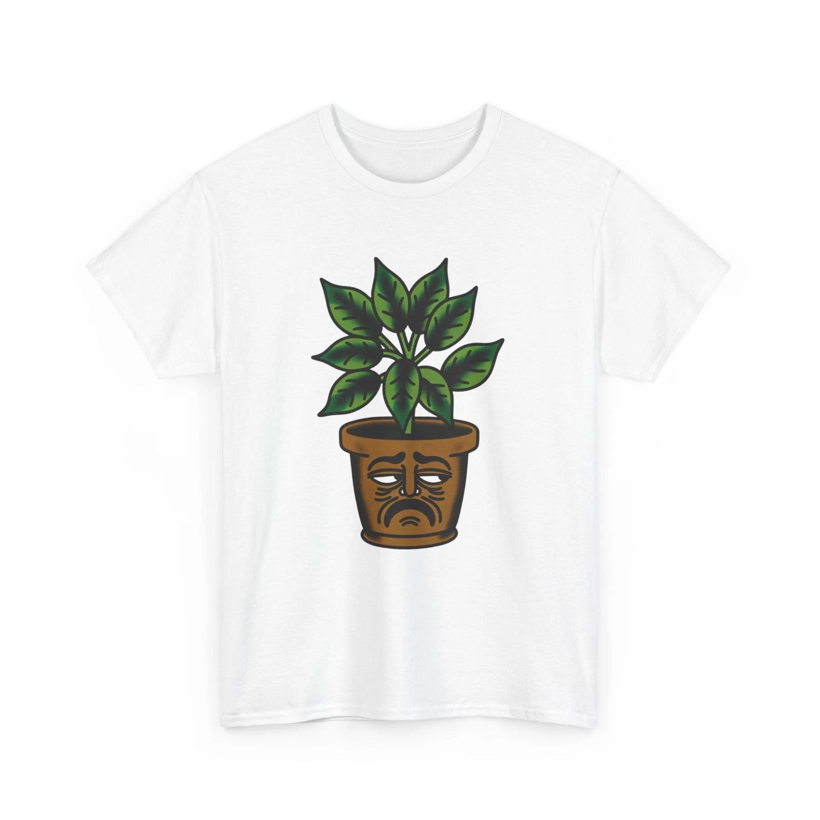 

Unisex Adult T Shirt Grumpy House Plant Tattoo Style Cartoon Hipster Gift Tee XL