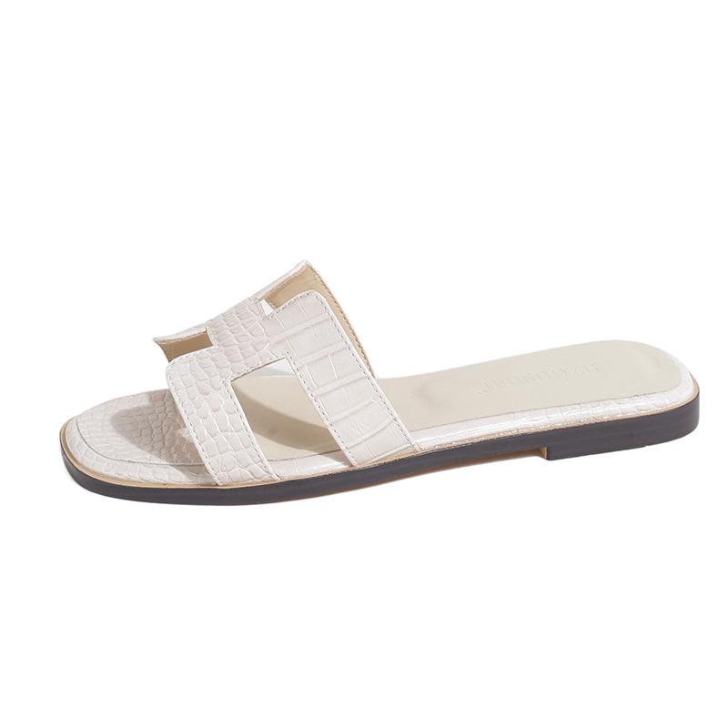 

Slippers women s outer wear 2025 new summer fashion versatile flat bottom one-word beach travel sandals large size snake pattern 34 абрикосовый