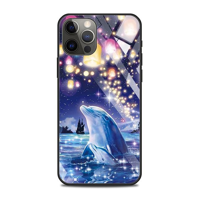 

Стеклянный чехол с милым дельфином в виде синего морского животного для Iphone 12 11 Pro Max 14 13 12 Mini Fundas X Xr Xs Max 8 7 6s Plus, чехол Fundas For iPhone 14