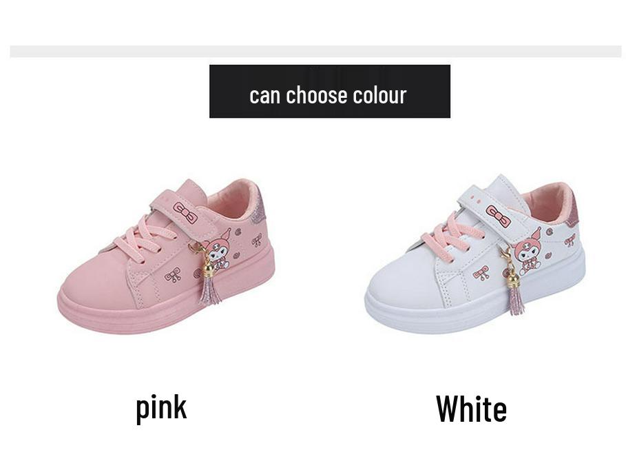 Girls' Soft Sole Waterproof Leather Sneakers - New for Spring/Autumn 2025, Non-Slip Running Shoes