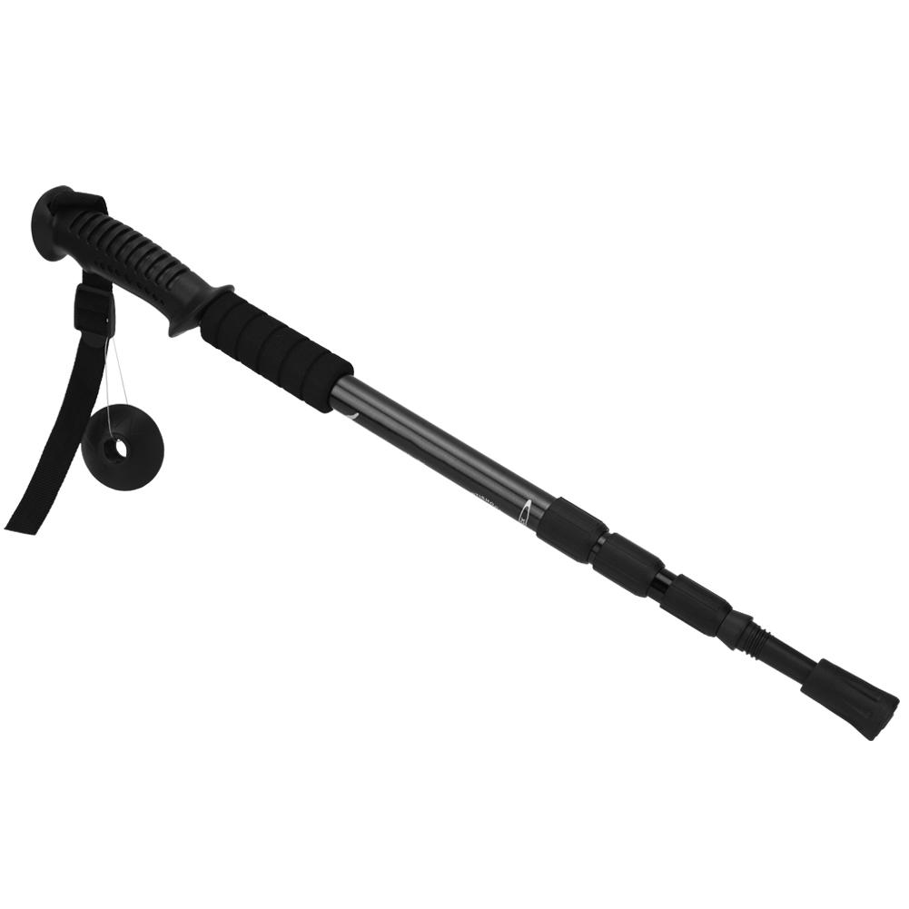 Outdoor Aluminium Alloy 4-Sections Suspension Straight Handle Pole Walking Stick Alpenstock for Climbing Camping