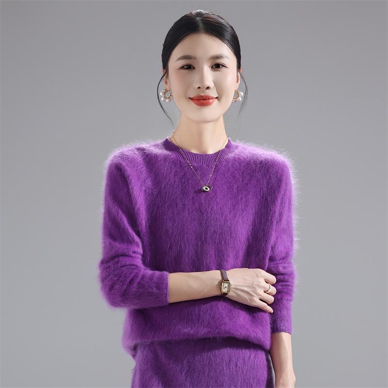 2025 Fashion Women's Round Neck Wool Sweater: Versatile Loose-Fit Knit Base Layer