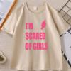 T-shirt Stampata 'Ho Paura Delle Ragazze' Casual Cotone Manica Corta Girocollo Unisex Y2k Streetwear Abbigliamento Unisex Maglietta Larga Top