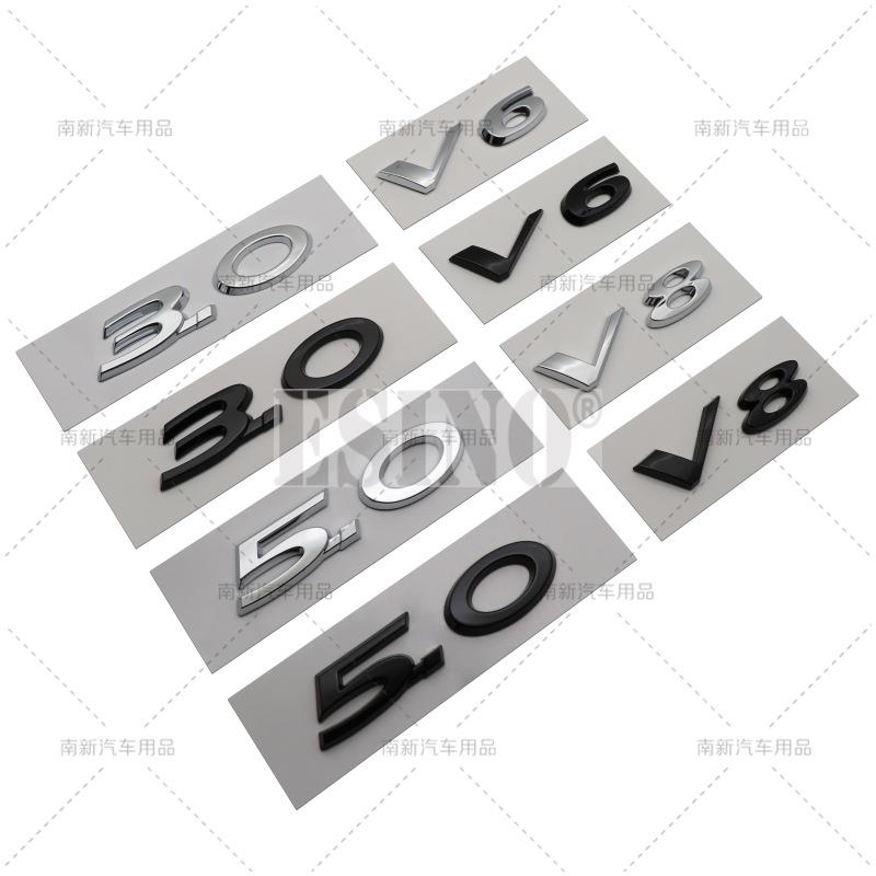 Car Styling 3D 3.0 5.0 V6 V8 Car ABS RearTrunk Fender Adhesive Badge Body Tailgate Displaceme Emblem For Jaguar XE XF XJ HH1