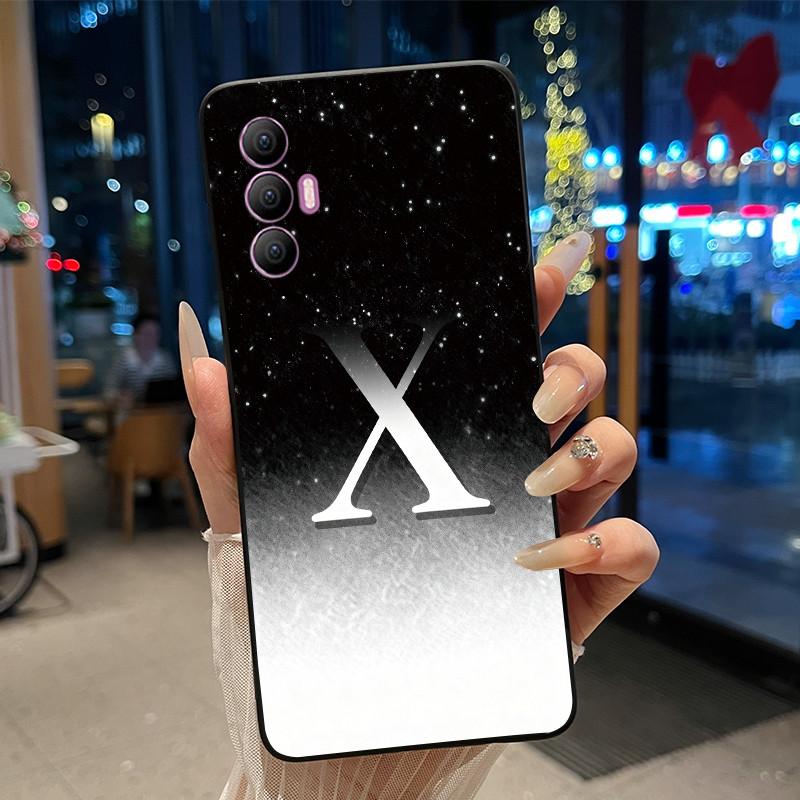 Phone Cover For Tecno Spark 8 Pro Case Stylish New Letter With Flower Shiny Starry Sky Soft Black Anti-scratch Back Cover