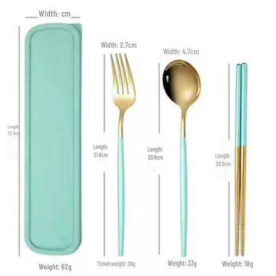 Stainless Steel Portable Tableware Set: Chopsticks, Spoon, Fork - Customizable Student/Outdoor Gift with Logo.