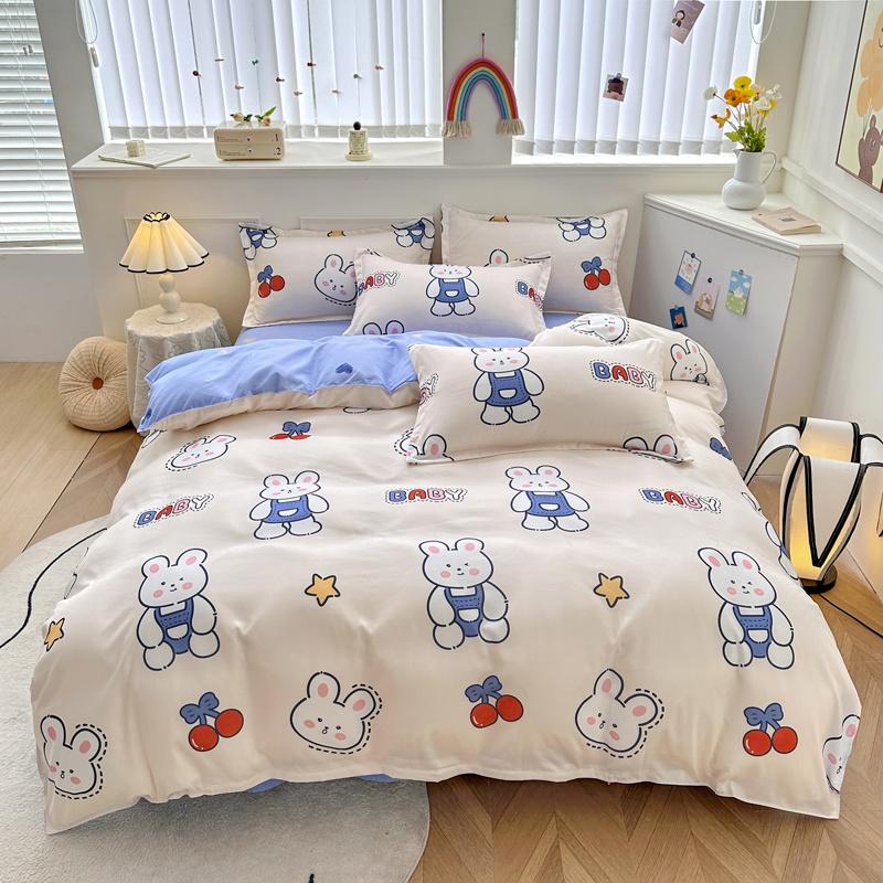 Cartoon Black Cat Duvet Cover SetKitten Bedding Set 4Pcs Quilt Cover 1 Flat Sheet And 2 Pillow ShamsPolyester Comforter Cover