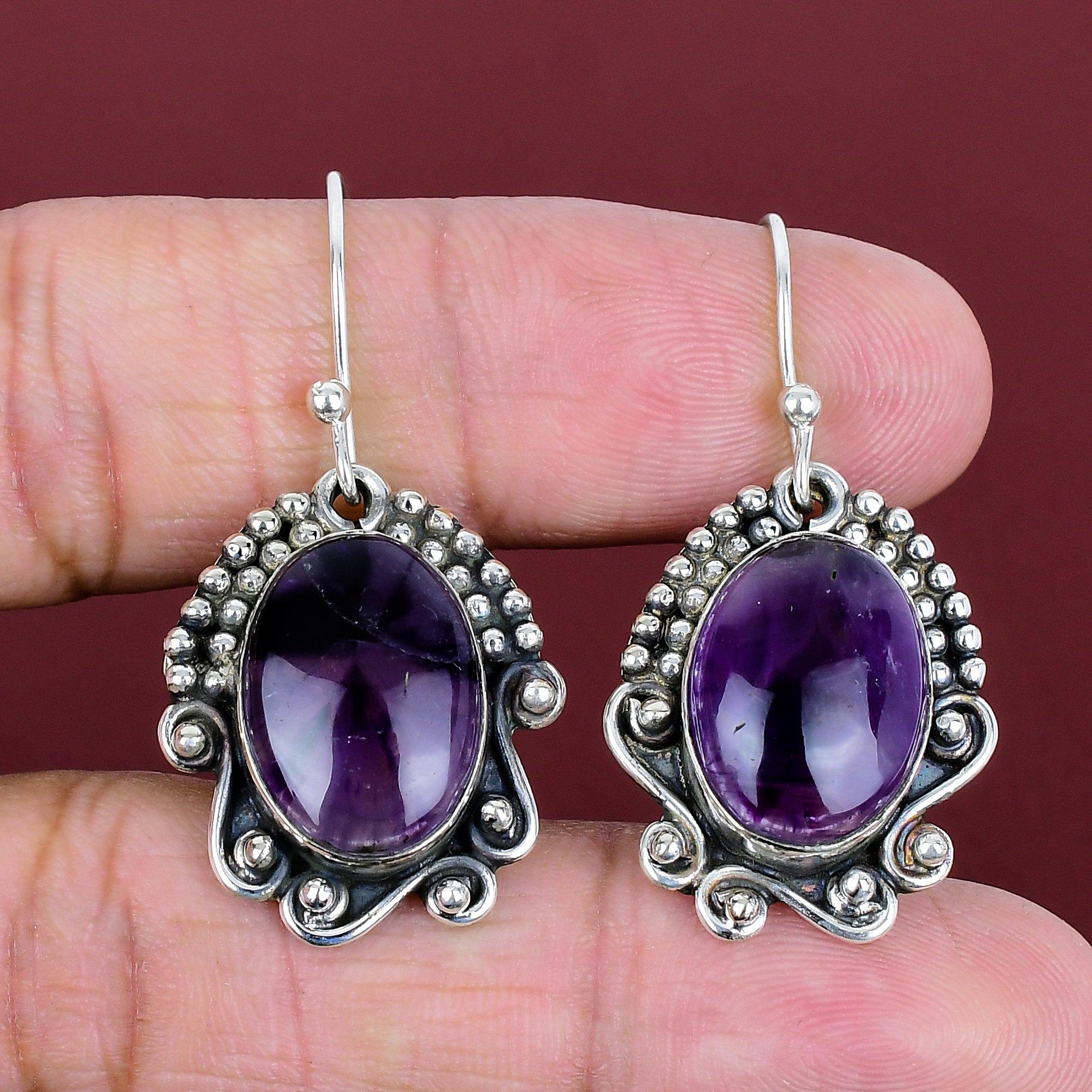 Star amethyst earrings amazing silver jewelry real gemstone handmade earring 925 sterling silver earring latest design jewelry gifts for her