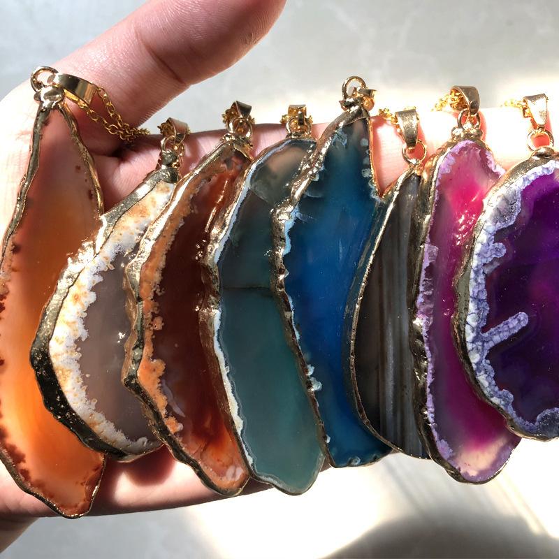 Amethyst fluorite agate naturale ciondolo irregolare pietra grezza grezza collana gioielli di moda gioielli in giada