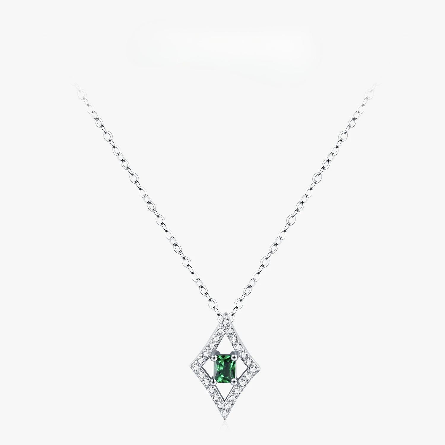 

Ailmay Elegant Sterling Silver Green Cubic Zirconia Pendant Necklace for Women Graceful Charming Wedding Jewelry