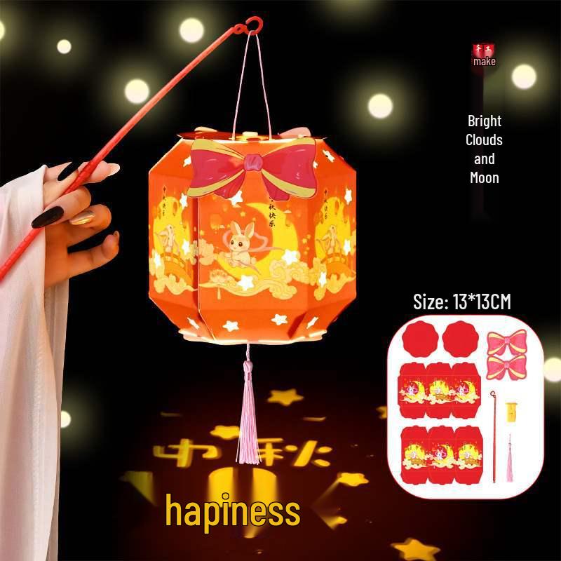 Handmade DIY Children's Palace Lantern - Luminous Rabbit Flower Design for 2025 Mid-Autumn Festival