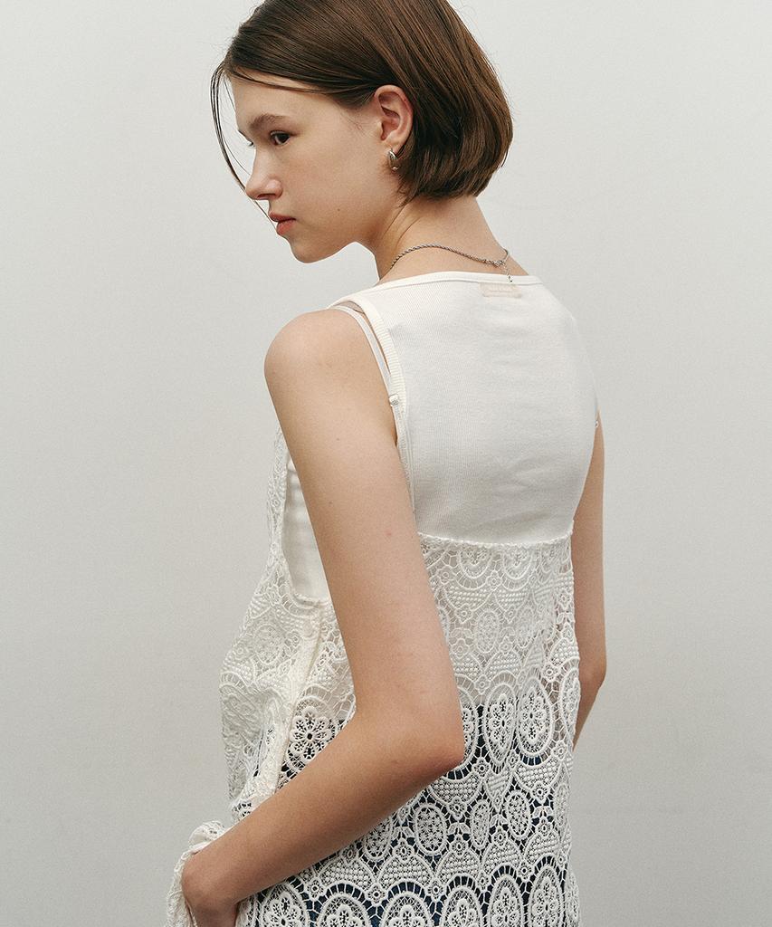 MAKE A TOAST Flower Crochet Layered Dress White Mbefop004Wh