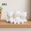 Artistic Cat Statues Three Wise Cats Figurines, 3D Printed Minimalist Statue for Desk Shaped Desktop Decor Decor, Ancient Wisdom Ornament Home Office,